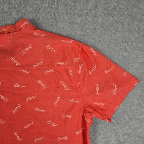 Budweiser Shirt Mens Size 2XL Red Short Sleeve Button Down Logo Pattern - Picture 11 of 16